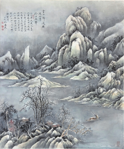 雪山歸渡絹本設(shè)色70×82